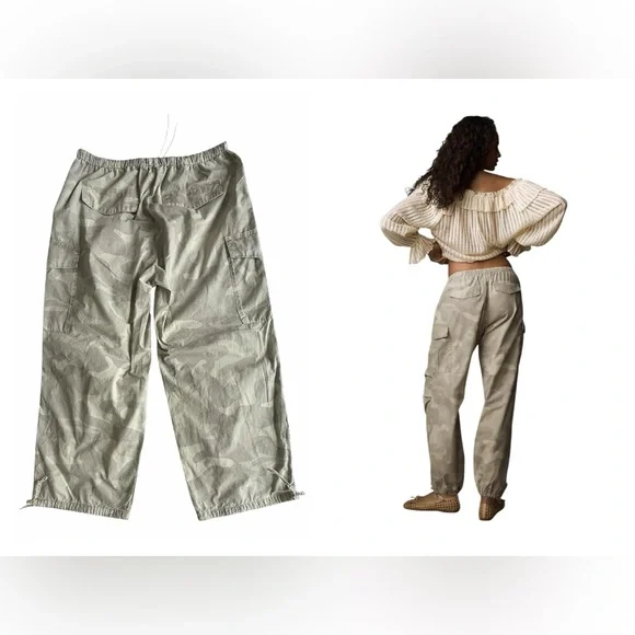 Pilcro Printed Camo Parachute Pants W’s M Cargo Utility Cotton - Anthropologie - Picture 3 of 12